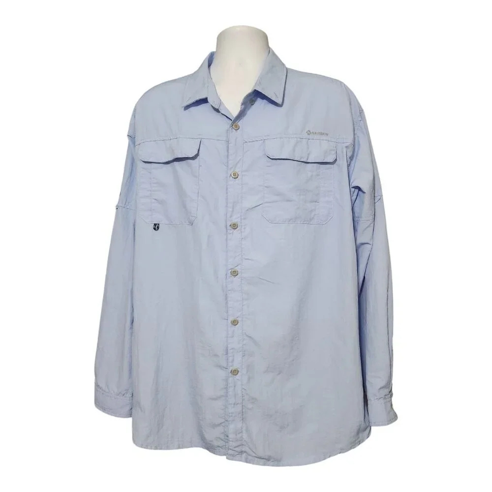 Naviskin Men's XL Light Blue‎ Button Fishing Hiking Outdoor Shirt